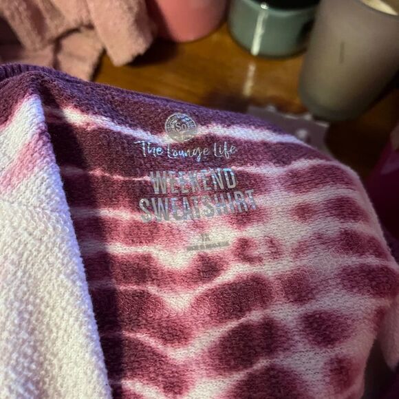 The Lounge Life Weekendย Sweatshirt 1XL Tye-dyed Pink &โWhiteโOverโSized - Picture 7 of 10